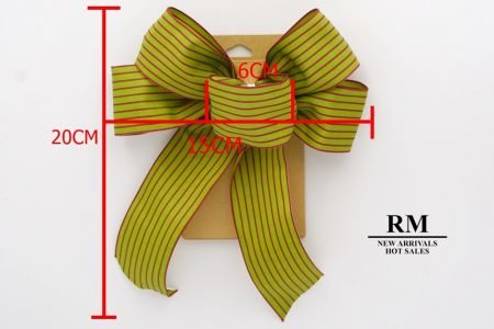 شريط أخضر وأحمر مخطط 5 حلقات 2 ذيل قصير ربطة شريط_BW637-W805E-1